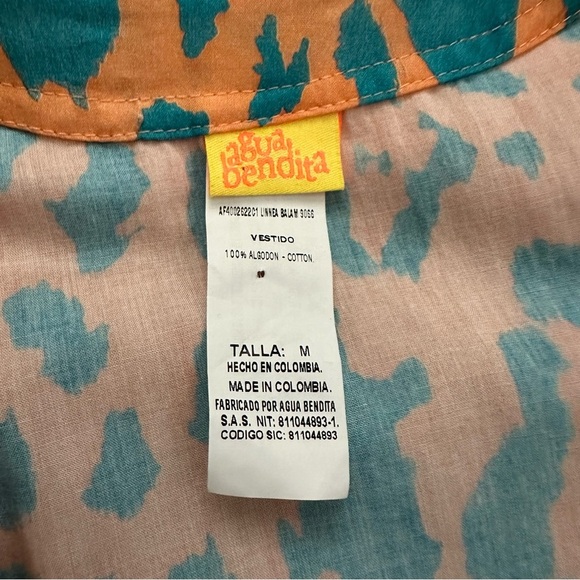 Agua Bendita orange green elastic waist v neck unlined Romper Size Medium - Picture 6 of 8